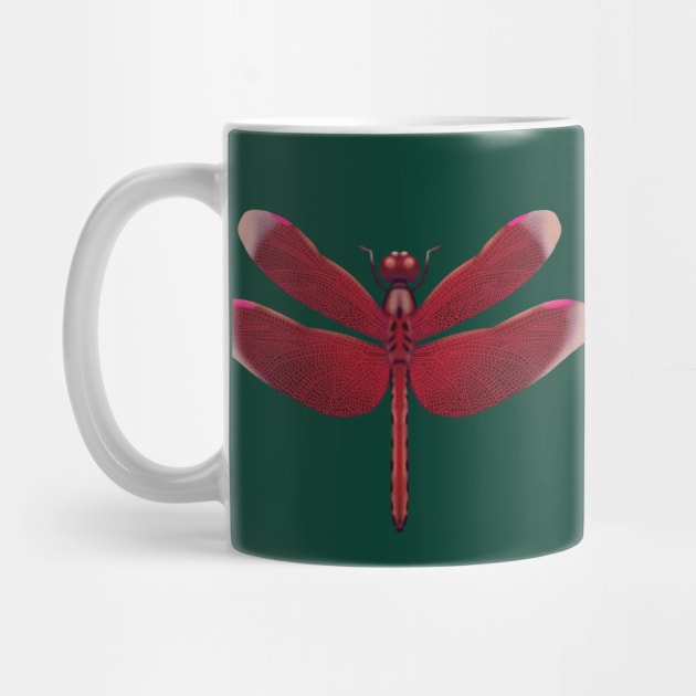 Red hand drawn dragonfly by Pacesyte